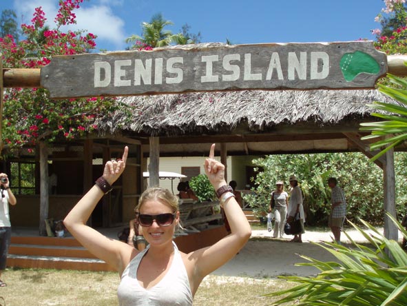 Kate Erskine - just landed on Denis Island in the Seychelles